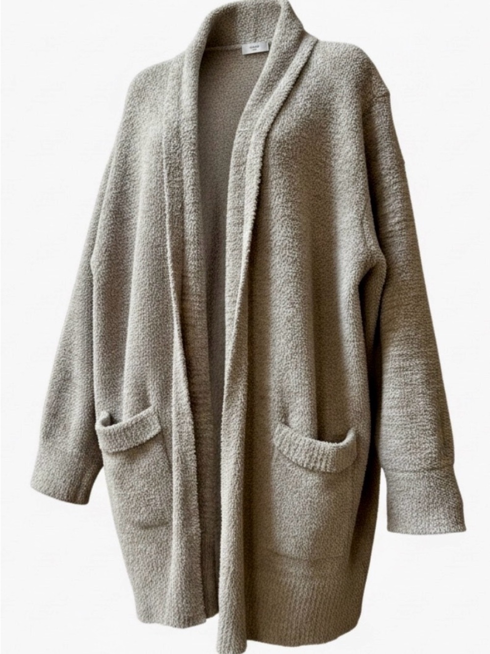 Barefoot Dreams CozyChic Long Cardigan 1X Light Gray Open Front Plush Duster